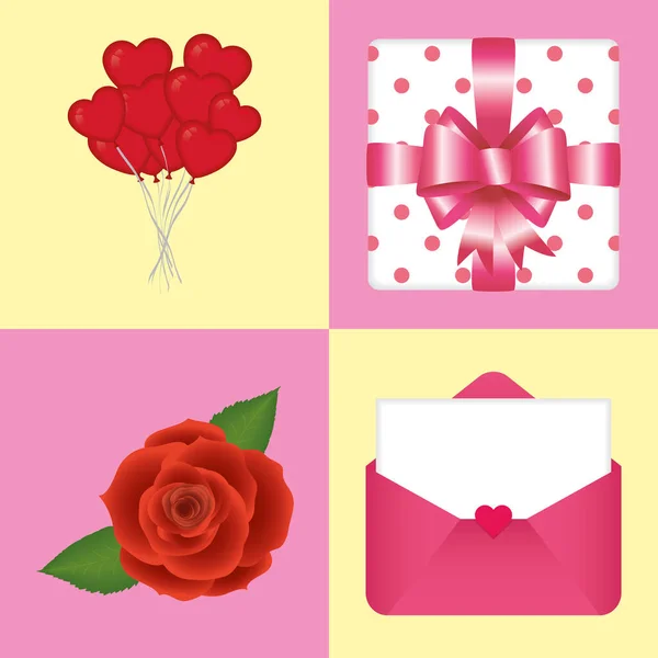 Feliz día de San Valentín icono conjunto de diseño de vectores — Archivo Imágenes Vectoriales