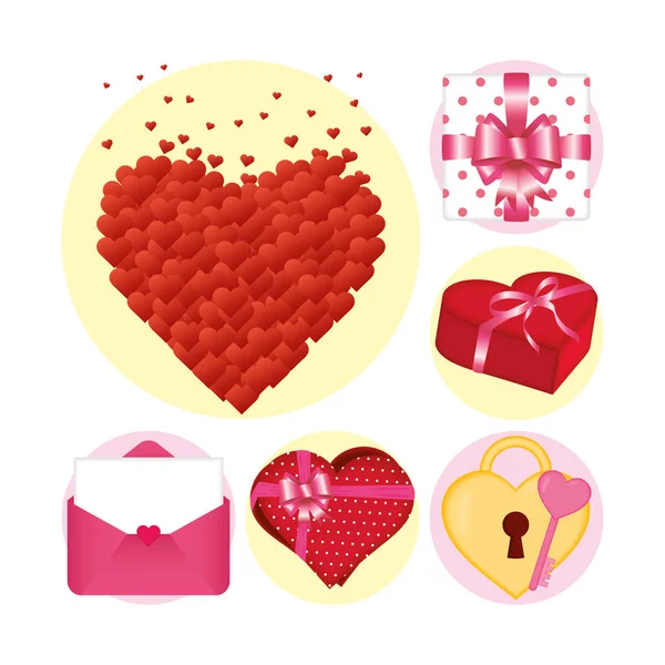 Happy valentines day symbol collection vector design — Stock Vector