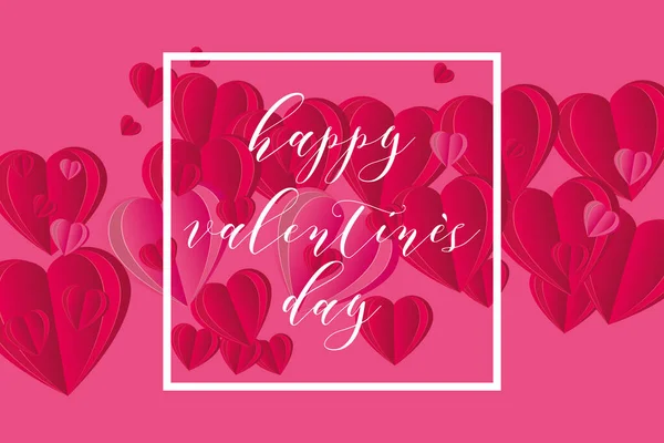 Feliz día de San Valentín en el marco con corazones diseño de vectores — Vector de stock