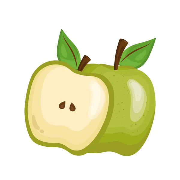Grüner Apfel köstlich frisches Obst Natur Symbol — Stockvektor