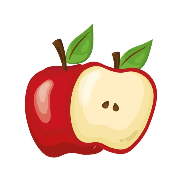 Piros alma finom friss gyümölcs természet ikon — Stock Vector