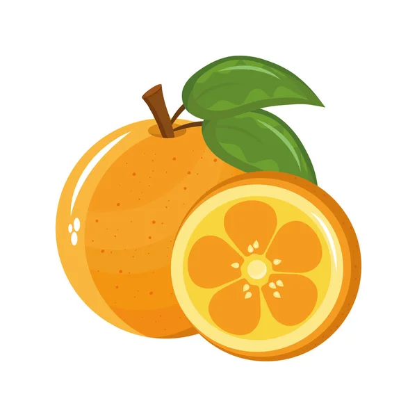 Arancia deliziosa frutta fresca icona della natura — Vettoriale Stock