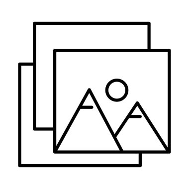 Dağlı resimler ve güneş sahne çizgisi simgeleri