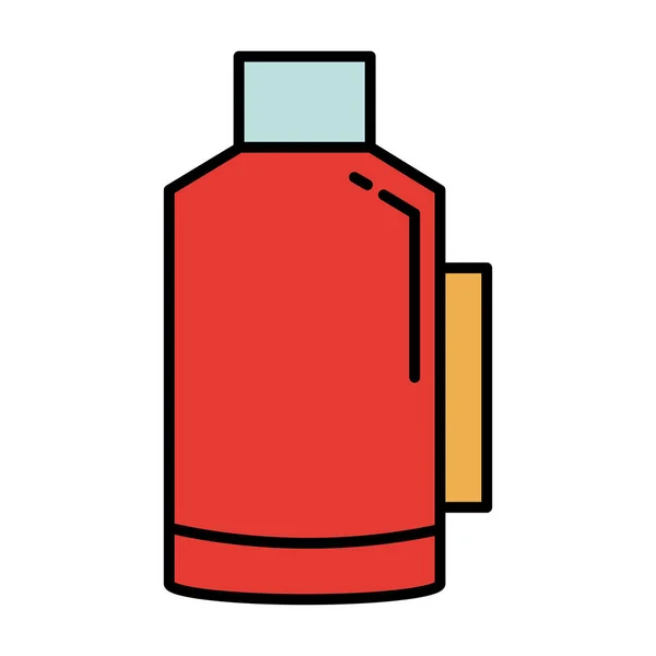 Ligne d'ustensile thermos de cuisine et icône de style de couleurs — Image vectorielle