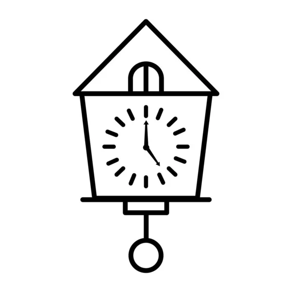 振り子のラインスタイルのアイコンを持つ家の中で時計アナログ — ストックベクタ