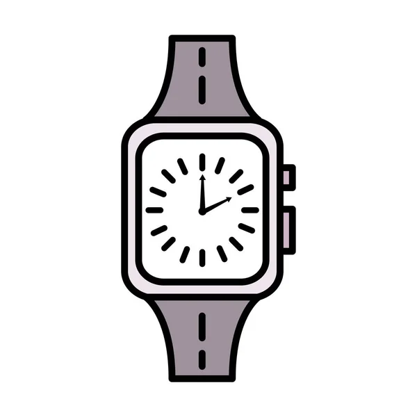 Reloj de tiempo línea de reloj de pulsera e icono de estilo de relleno — Vector de stock