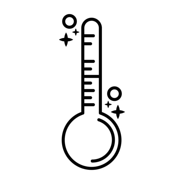 Medida de temperatura del termómetro con estilo de línea covid19 — Vector de stock