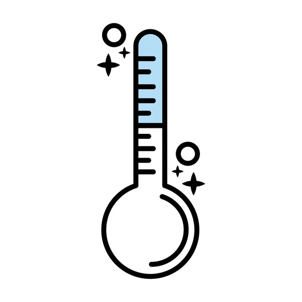 Pomiar temperatury termometru z covid19 linii i stylu kolorów — Wektor stockowy