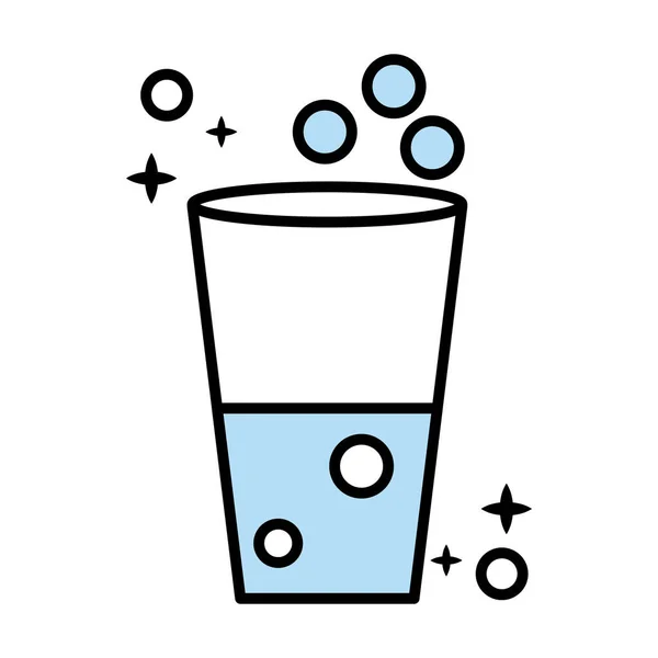 Вода скляна чашка лінія і значок стилю кольорів — стоковий вектор