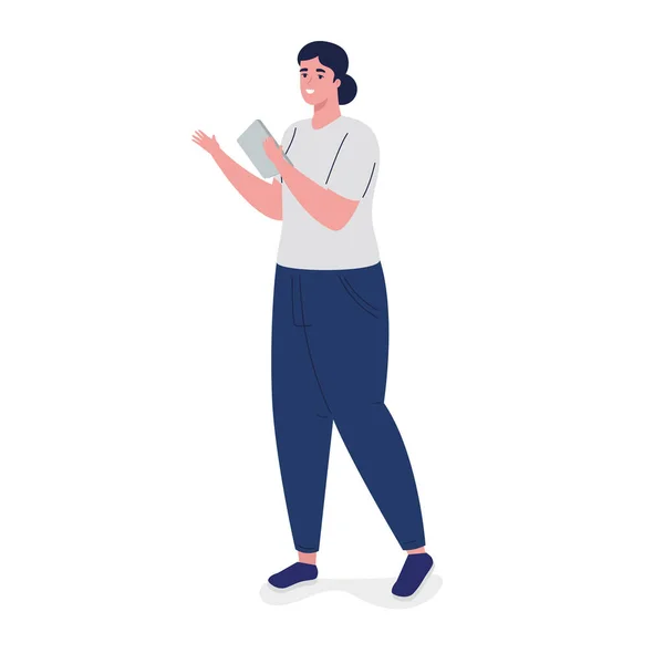 Jong zakenvrouw met notebook avatar karakter — Stockvector