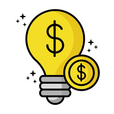 Ampul finansal simgesi ile madeni para doları