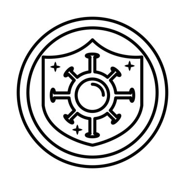 covid19 virüs parçacığı kalkan çizgisi biçim simgesinde