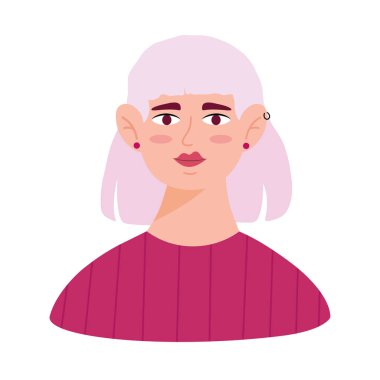 Beyaz saçlı genç kadın avatar karakteri