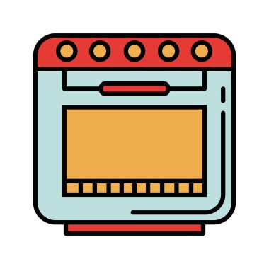 Mutfak fırını aygıtı çizgisi ve renk biçimi simgesi