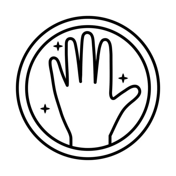 Hand human dont touch reopening stiker line style icon — стоковый вектор