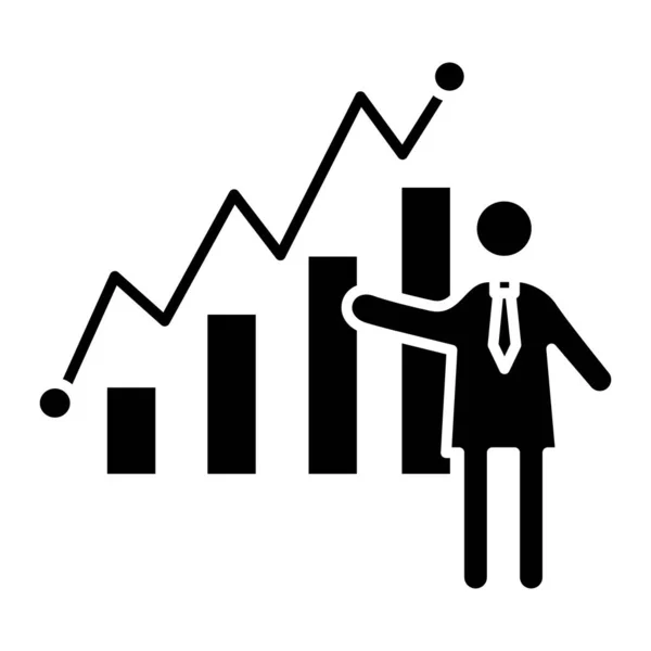 Business person coaching met statistieken bars silhouetten stijl pictogram — Stockvector