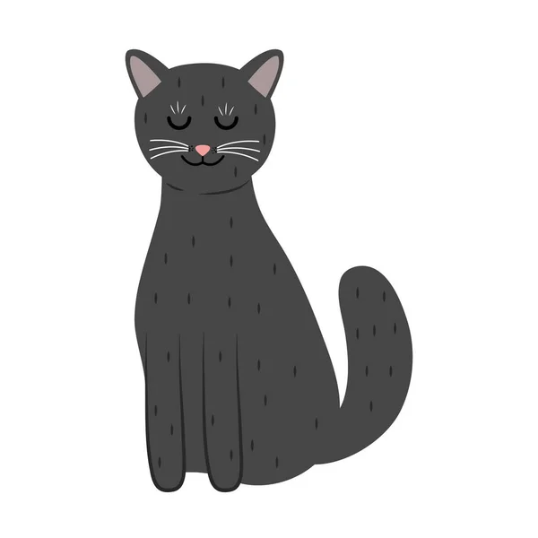 Kucing kecil lucu warna abu-abu karakter maskot hewan peliharaan - Stok Vektor
