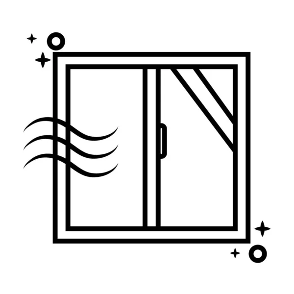 Fenêtre avec icône de style de ligne de vent — Image vectorielle