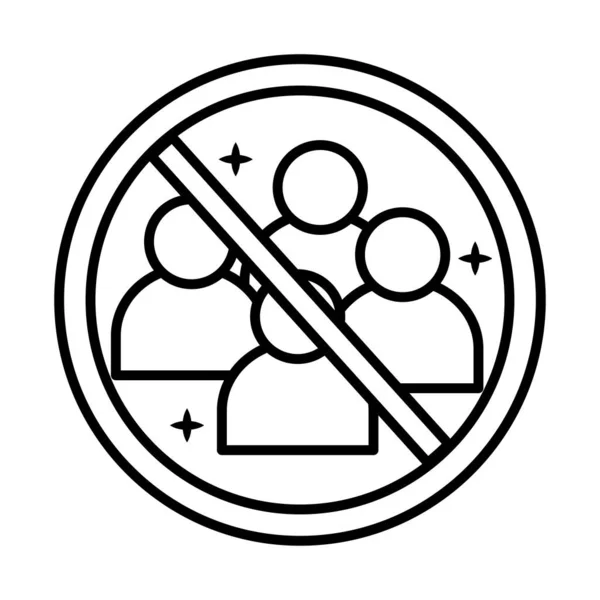 Avoid crowds reopening sticker line style icon — Stock Vector