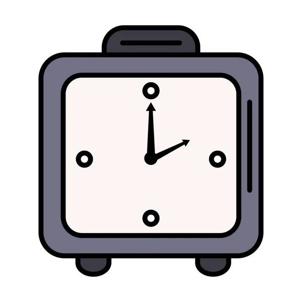 Tijd klok horloge analoge alarm vierkante vorm lijn en vul stijl pictogram — Stockvector