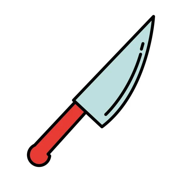 Μαχαίρι κουζίνα μαχαιροπήρουνα γραμμή και χρώματα στυλ εικονίδιο — Διανυσματικό Αρχείο