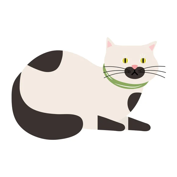 Niedliche kleine Katze weiß und schwarz Haustier Maskottchen Charakter — Stockvektor
