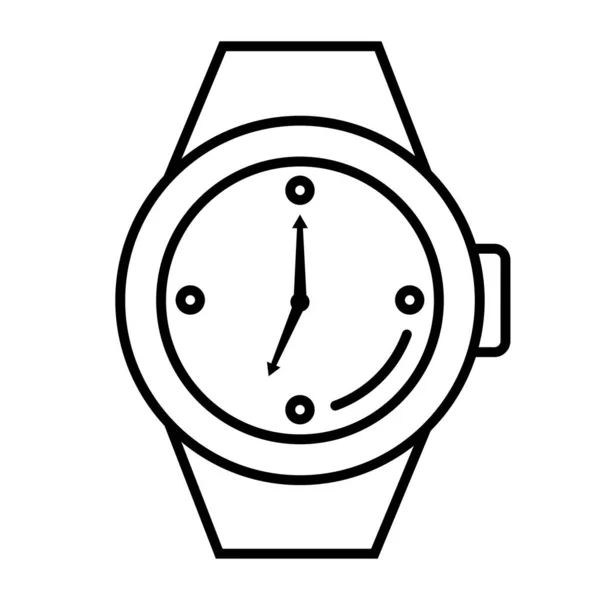 Reloj de tiempo reloj de pulsera analógico icono de línea de estilo — Vector de stock