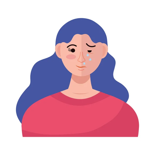 Femme avec trouble bipolaire pleurant pour un seul personnage oculaire — Image vectorielle