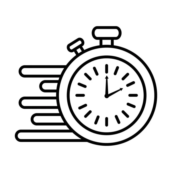 Tijd klok horloge analoge chronometer lijn stijl pictogram — Stockvector