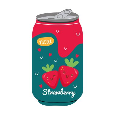 Kawaii karakterli çilek suyu kutusu.