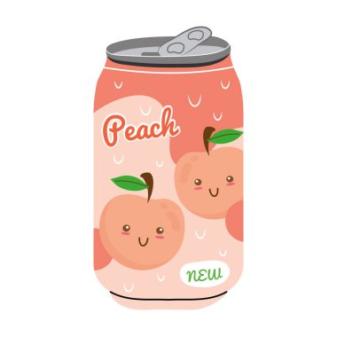 Şeftali suyu kutusu ve kawaii karakterleri.