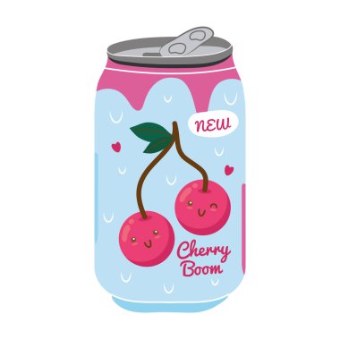 vişne suyu meyve suyu kutusu ve kawaii karakterleri.