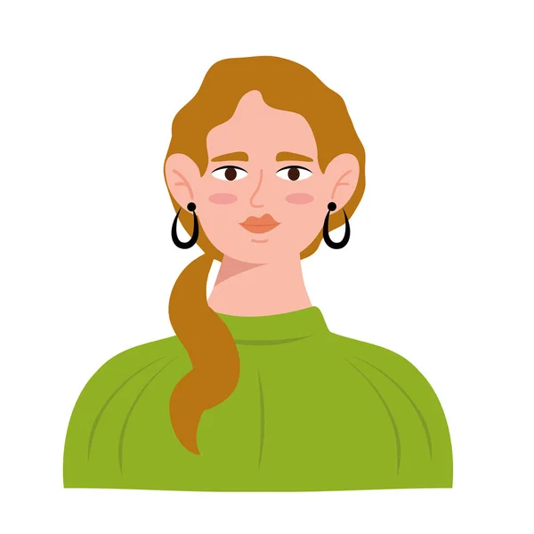 Jovem mulher com cabelo loiro avatar personagem ícone — Vetor de Stock