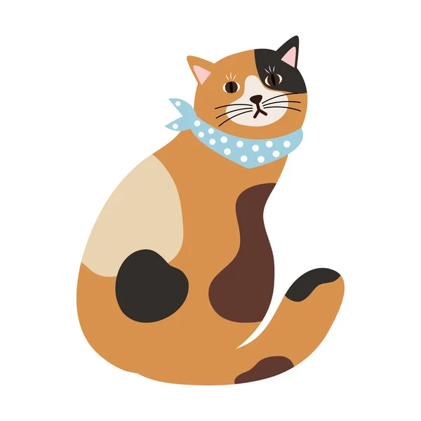 Gatinho bonito com cachecol mascote mascote personagem — Vetor de Stock