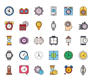 30 zaman ayarlı demet satır ve biçim simgelerini doldur