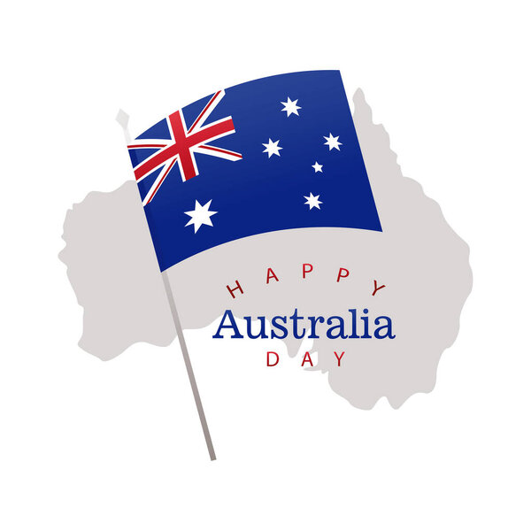 с Днем Австралии с флагом и силуэтом карты