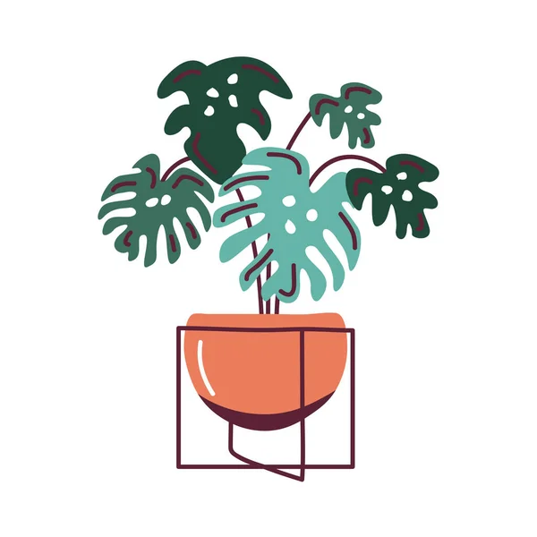 Huis plant in pot base, Scandinavische stijl — Stockvector