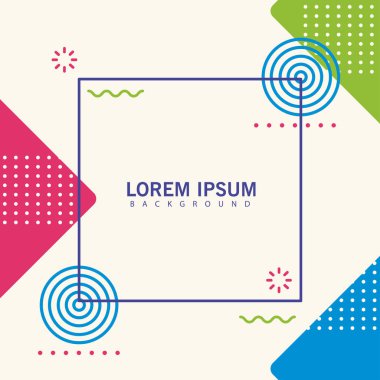 memphis arkaplan beyaz renk kare çerçeveli