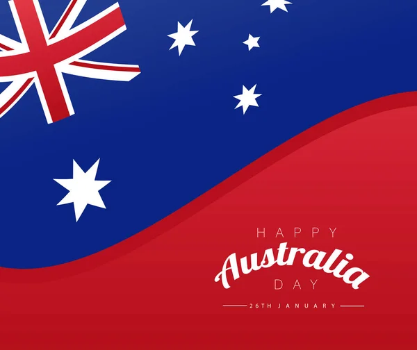 Felice giorno australia iscrizione sopra stemma bandiera — Vettoriale Stock