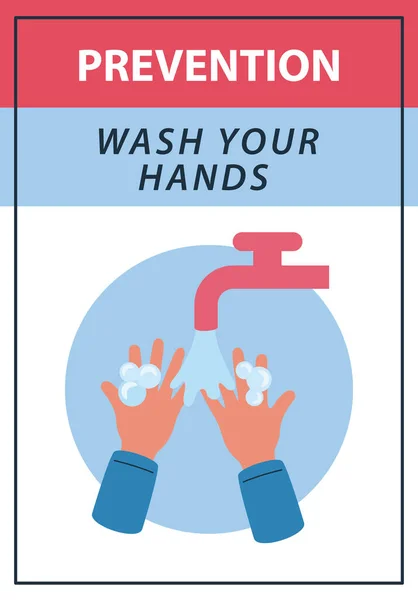 Lávese las manos con agua evitar la propagación covid19 — Vector de stock