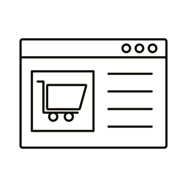 Web sitesi çizgisi biçim vektör tasarımında dijital pazarlama arabası