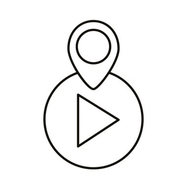 Gps işaret çizgisi biçim vektör tasarımı ile dijital pazarlama oynatma düğmesi