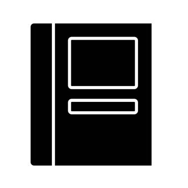 Etiketli kapalı kitap siluet biçim ikon vektör tasarımı