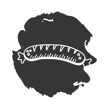 sosis el çizimi ve blok biçim ikonu izole vektör tasarımı