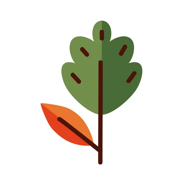 Plantaardige blad met twee bladeren lijn en vul stijl pictogram vector ontwerp — Stockvector