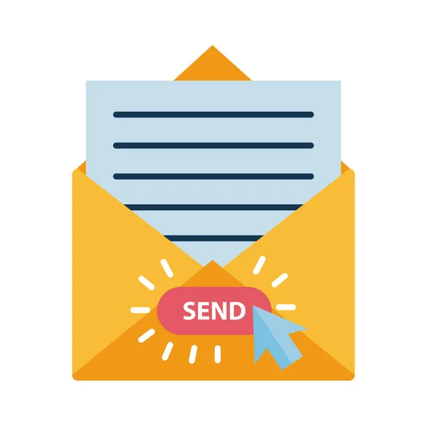 Digital marketing envelope with send button flat style icon vector design — Stock Vector