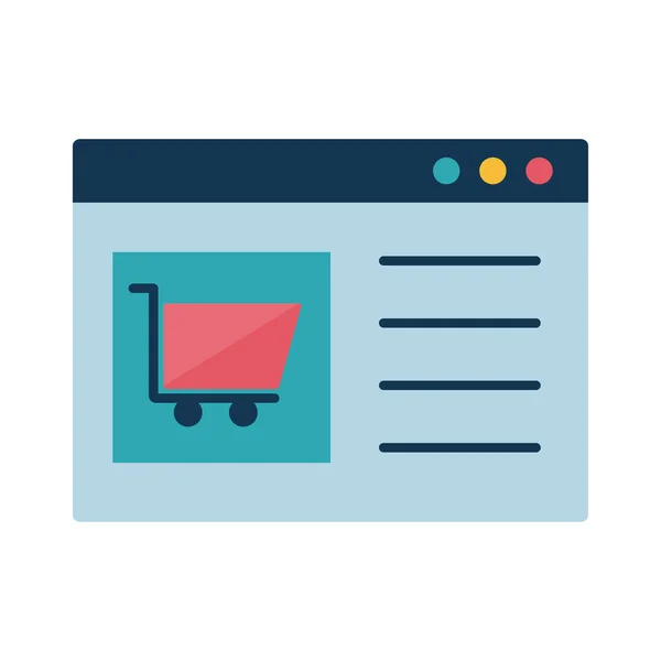 Digital marketing cart in website flat style icon vector design — стоковый вектор