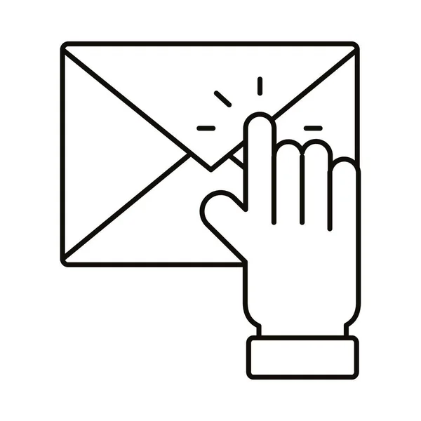 Envelope de marketing digital com design de vetor de ícone de estilo de linha de mão cursor —  Vetores de Stock