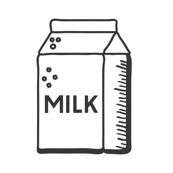 Milch-Box Hand zeichnen und Linie Stil-Symbol Vektor-Design — Stockvektor