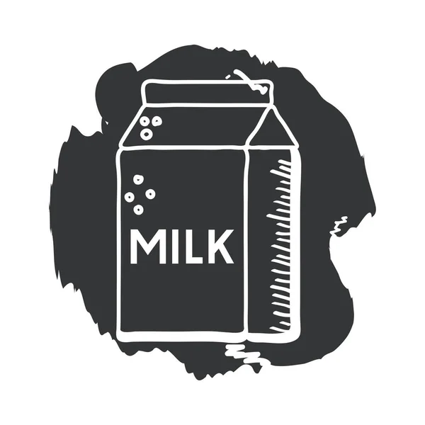 Caja de leche mano dibujar y bloque icono de estilo diseño de vectores — Archivo Imágenes Vectoriales